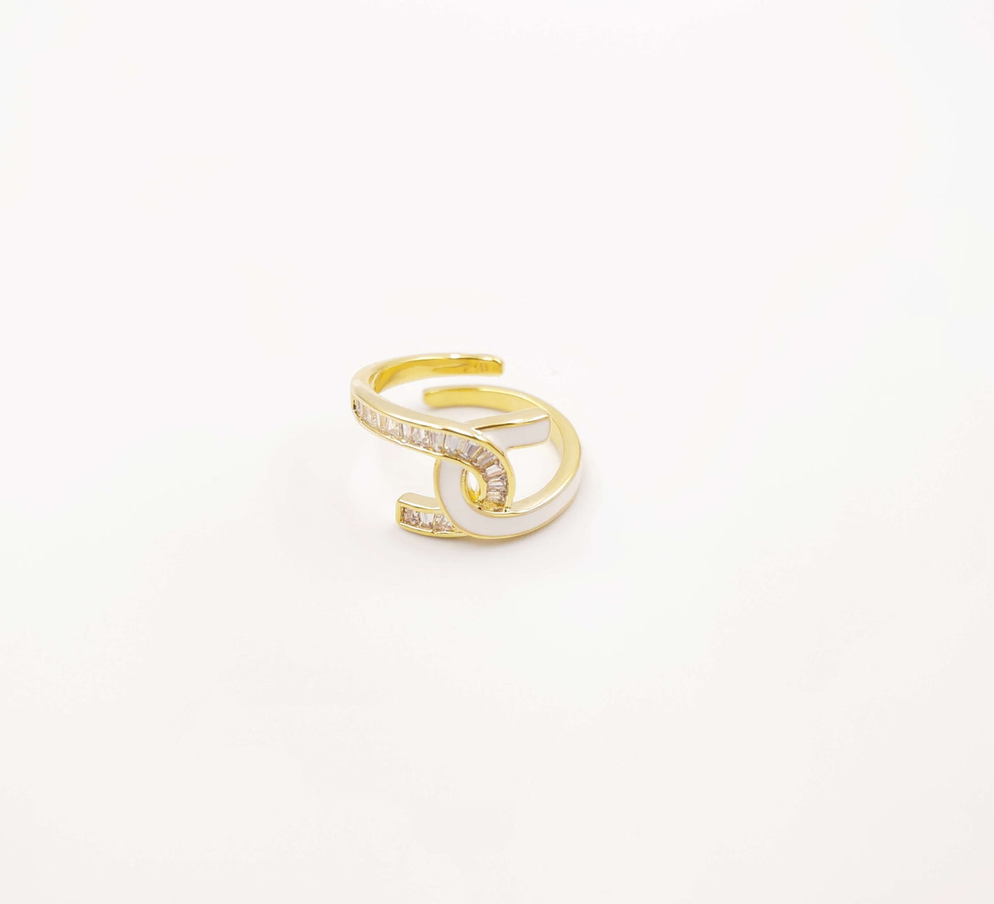 Love clip ring,Zircon and pearl