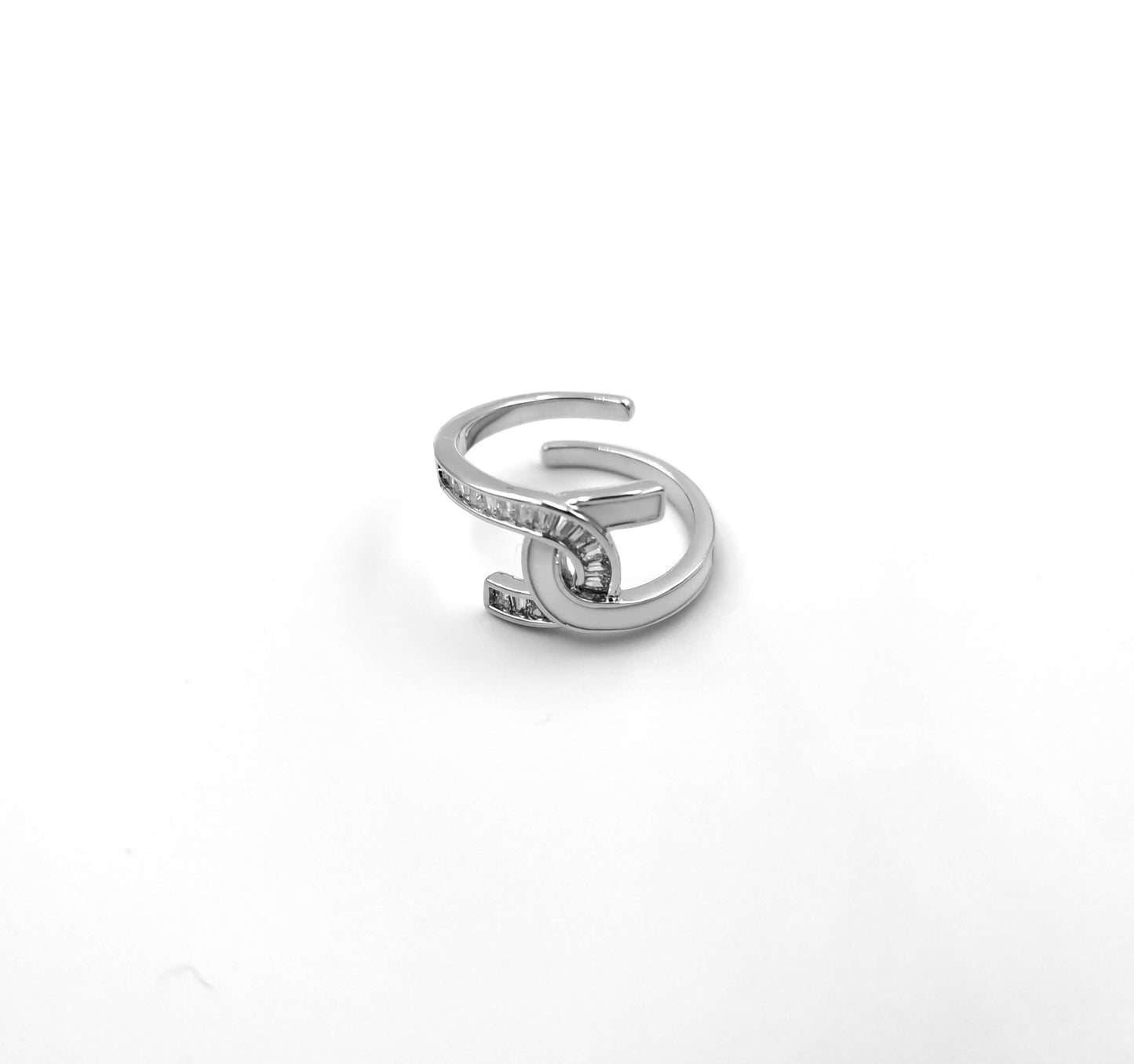 Love clip ring,Zircon and pearl