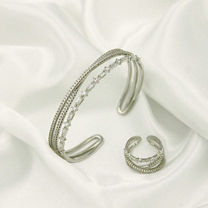 3-lagers zirkon armband och ring set