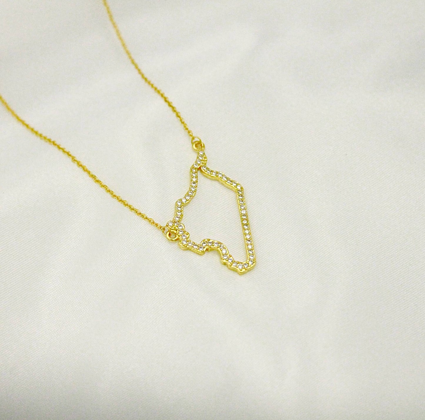 Syria Map Necklace with Zircon