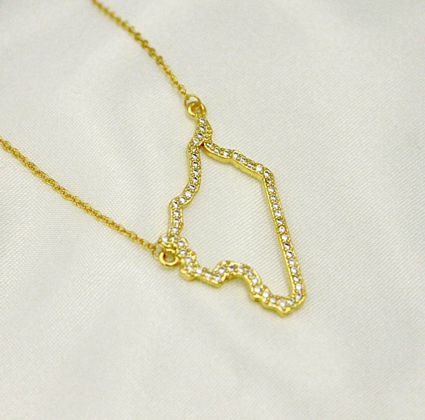 Syria Map Necklace with Zircon