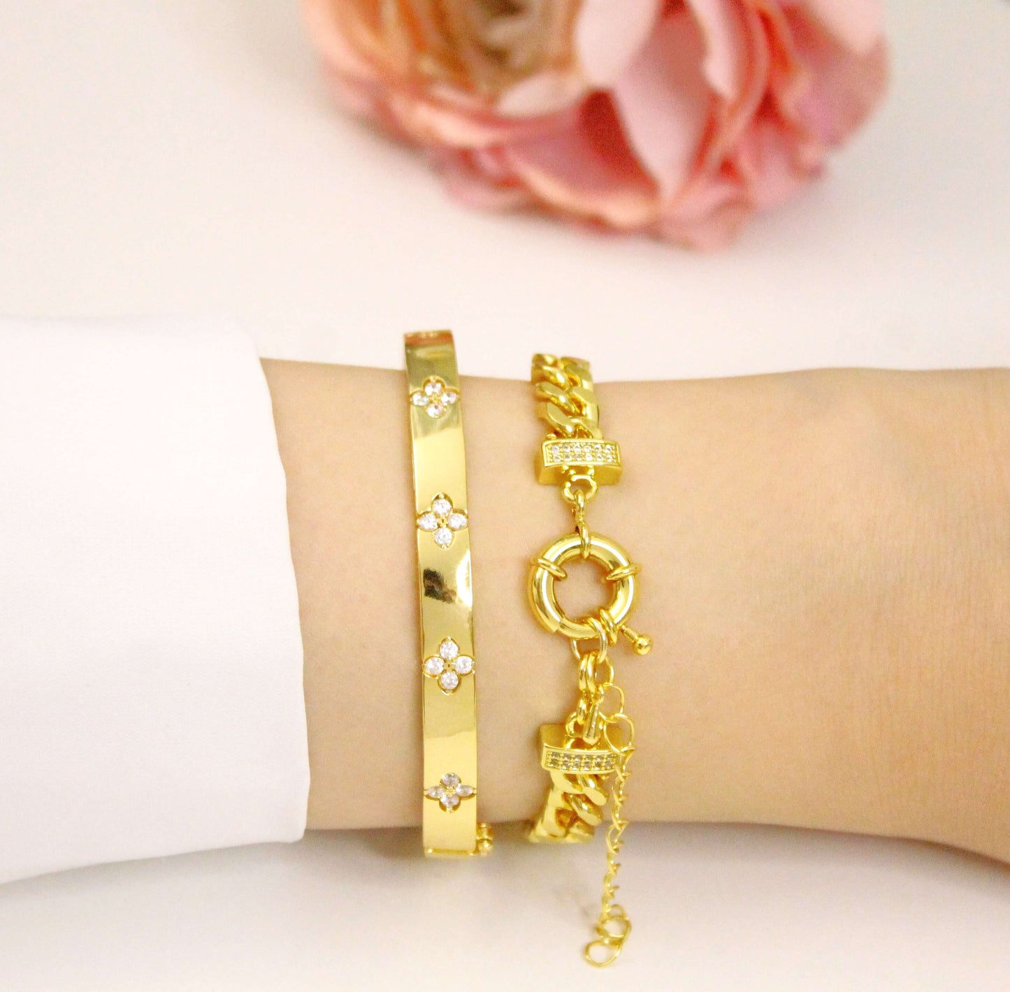 Armband- und Ringset mit Zirkoniablüten💠