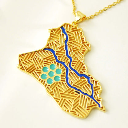 Iraq map necklace