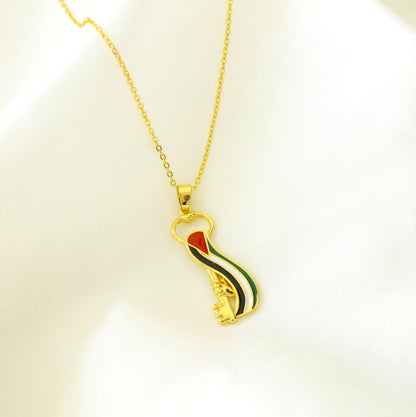 Palestine flag necklace with key