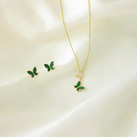 Butterfly set, necklace & earrings